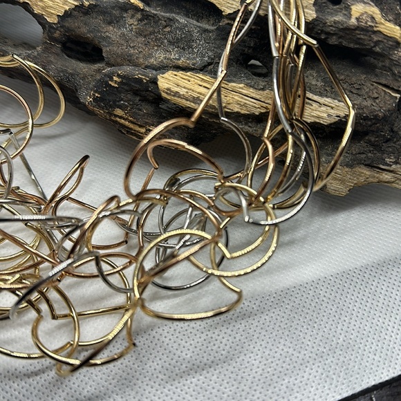 B&P Tri Color Rose Gold Silver Tone Multi Strand NECKLACE Glamour Designer Curve - Picture 4 of 8